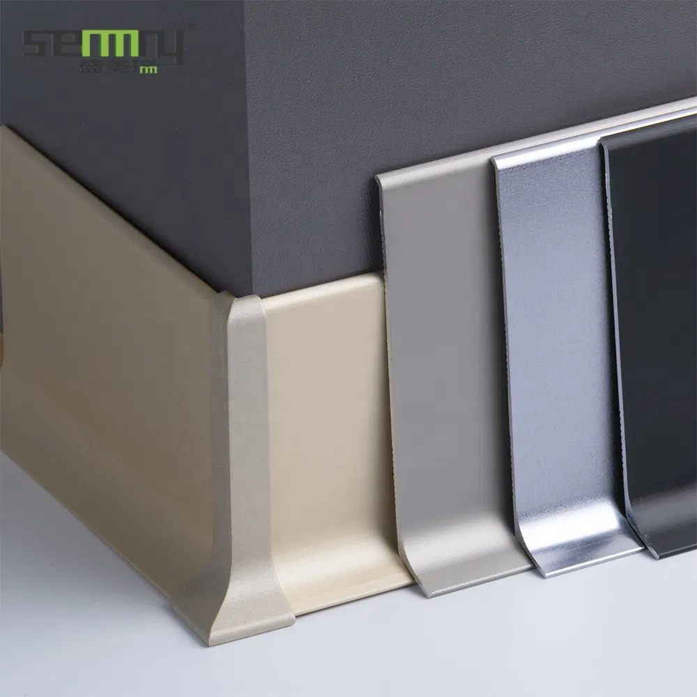 Modern Design Flexible Baseboard Floor Skirting Board Wood Grain Surface Metal Aluminum Alloy