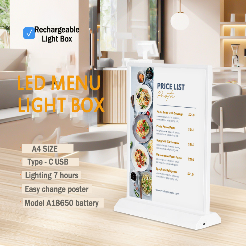 LED Restaurant Menu Light Box Food Display Illuminated Menu Board