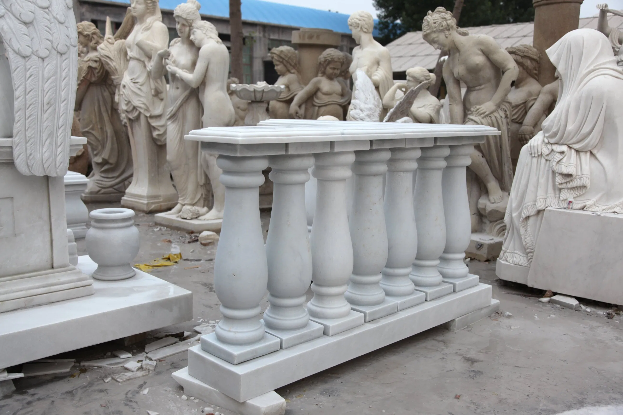 Factory Wholesale Hand Craft White Carrara Fence Stone Sculpture Stair Balustrade (SY-B008)