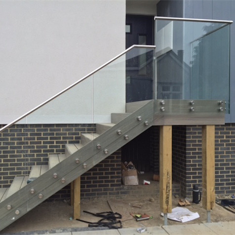 Exterior Stair Glass Railing Standoff Glass Balustrade