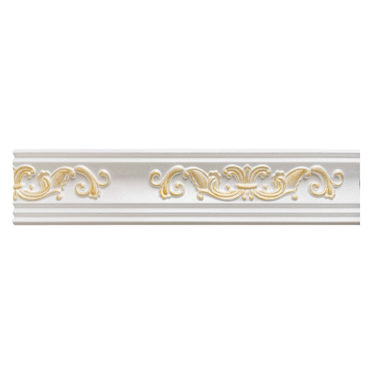 Gold Fancy Flower Embossed Polystyrene Cornice Design Decorative Crown Moulding
