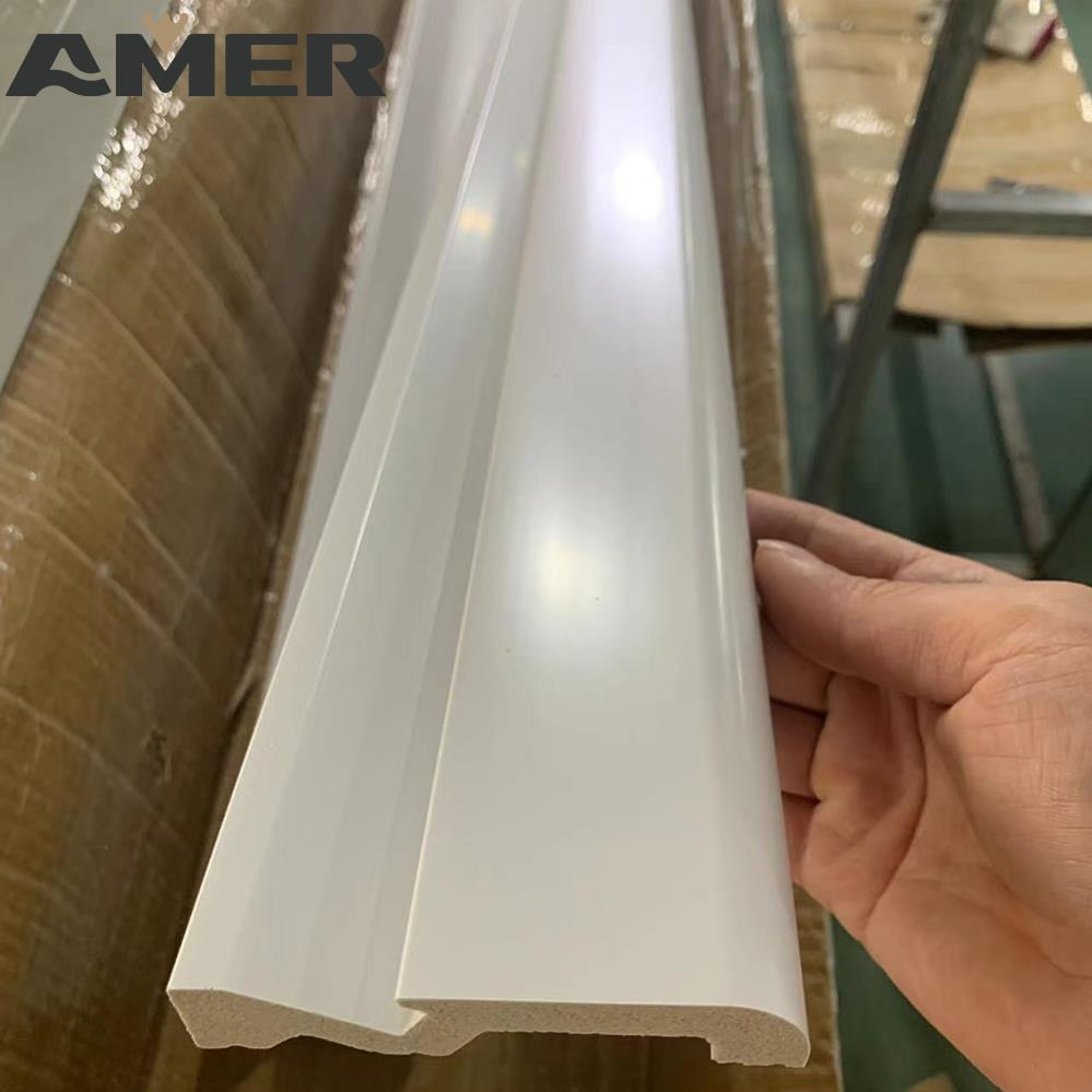 Modern White Primed Wood Waterproof Pine Baseboard Wall Moulding Flexible MDF Skirting Board