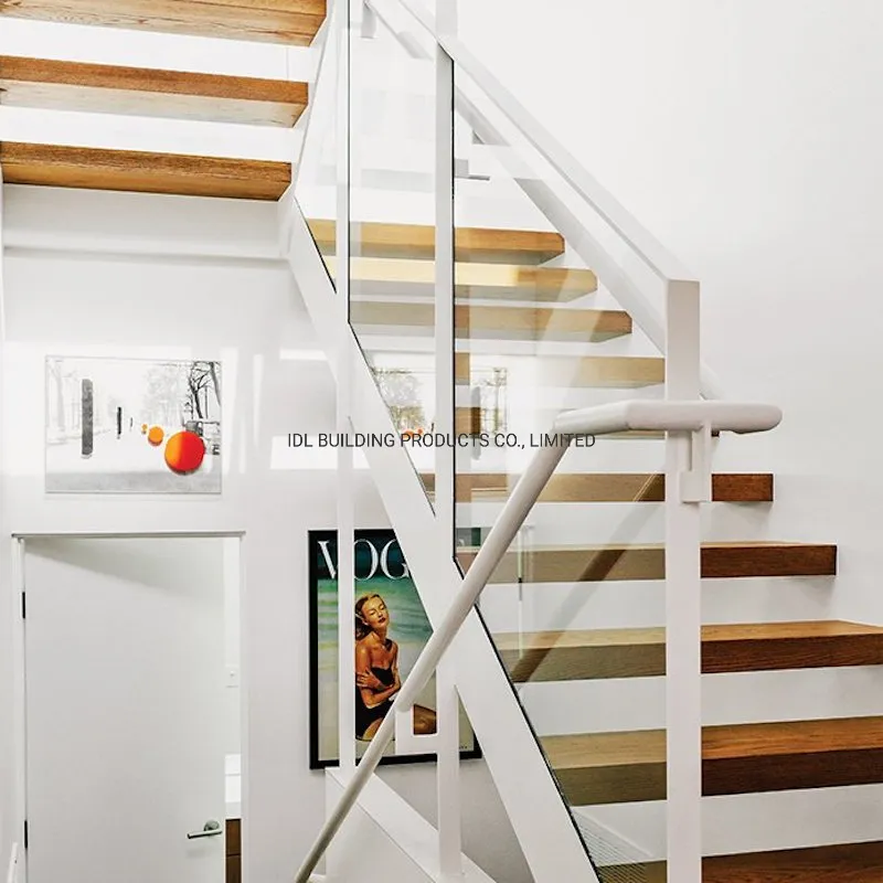 Modern Customized Steel Handrail with Wooden Floating Stair Treads