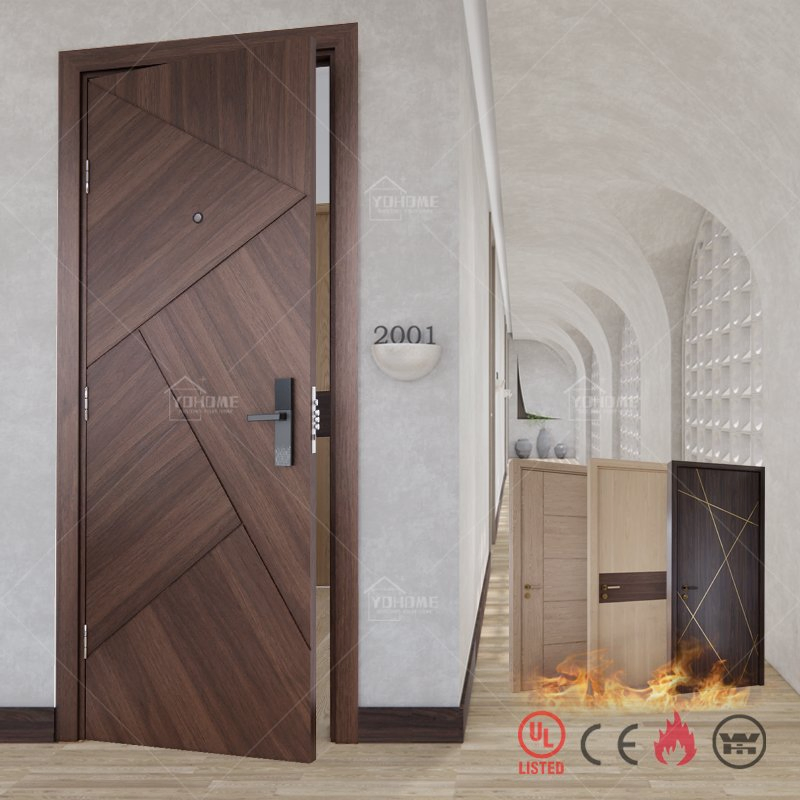 UL Oak Solid Interior Wood Fire Rated Customize Apartment Hotel Flat Rsternal Internal Bedroom Door and Frames
