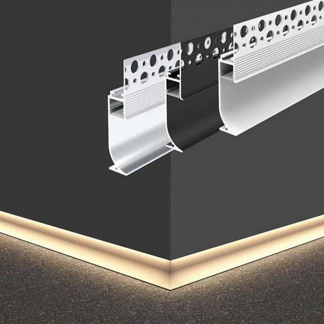 Trimless Baseboard Architectural Plaster White Black Silver Skirting Line Drywall LED Aluminum Profile