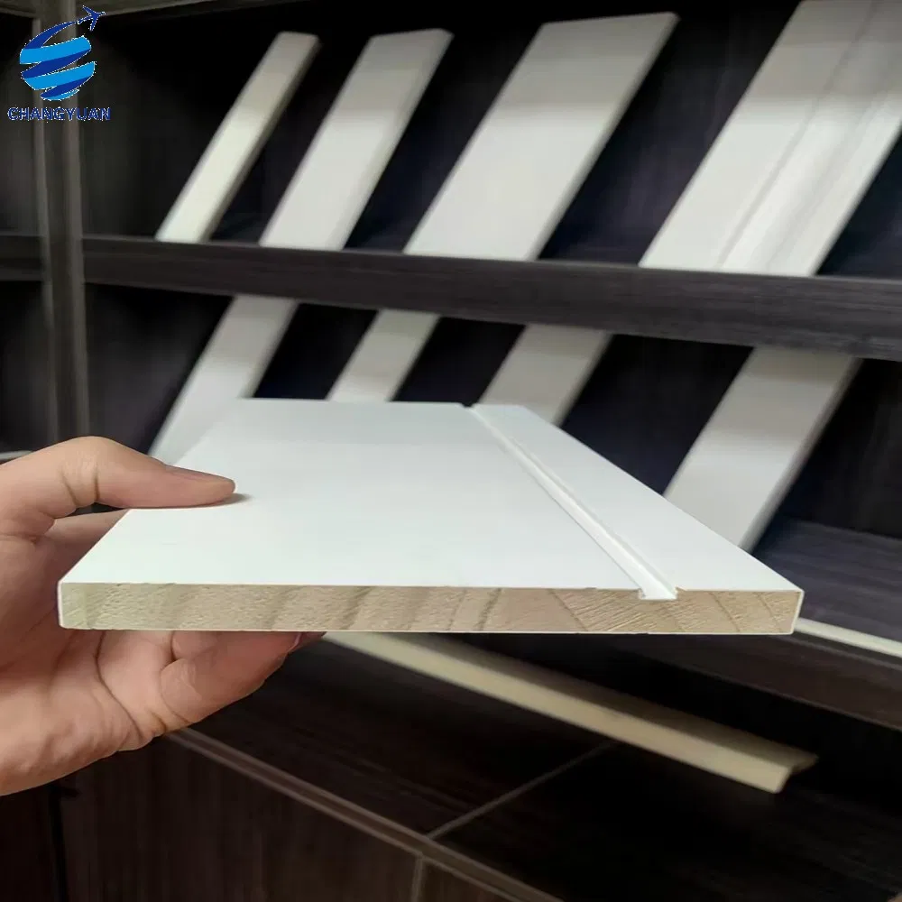 Customized Modern White Primed Wood Waterproof Pine Baseboard Covered MDF Baseboards Wall Moulding Door and Window Frame for Indoor Decoration