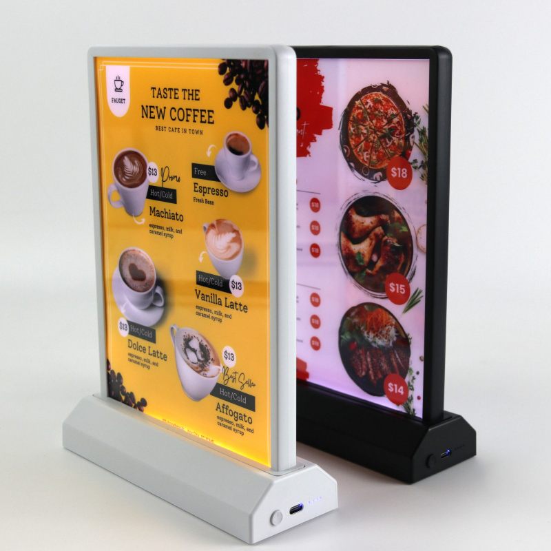 Battery Digital Photo Frame Rechargeable Two Side Display LED Advertising A5 Light Box for Fast Food Shop Menu Board