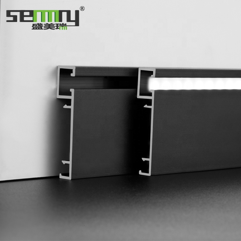 Customized Aluminum Skirting Board with LED Strip Profile Slot Flooring Accessories Baseboard