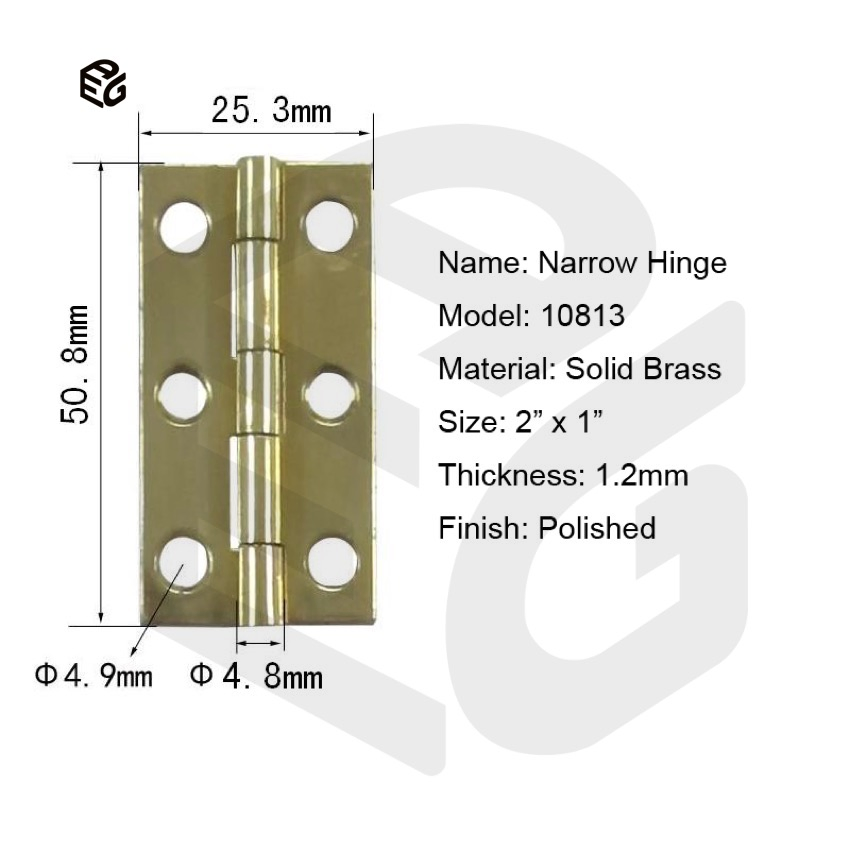 Solid Brass Broad Hinge for Interior Doors, Cabinet Doors and Window Shutters