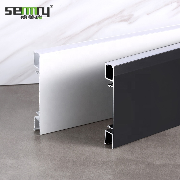 Aluminium Alloy Profile Floor Accessories Baseboard LED Aluminum Skirting with LED Light Strip