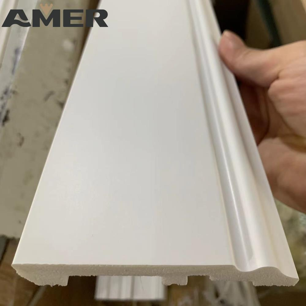 Modern White Primed Wood Waterproof Pine Baseboard Wall Moulding Flexible MDF Skirting Board