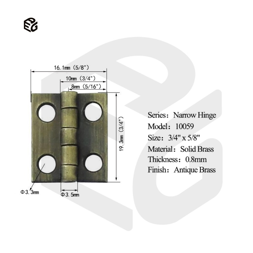 1 Inch Small Polished Solid Brass Decorative Hinge for Jewelry Box Cabinet Window Shutter