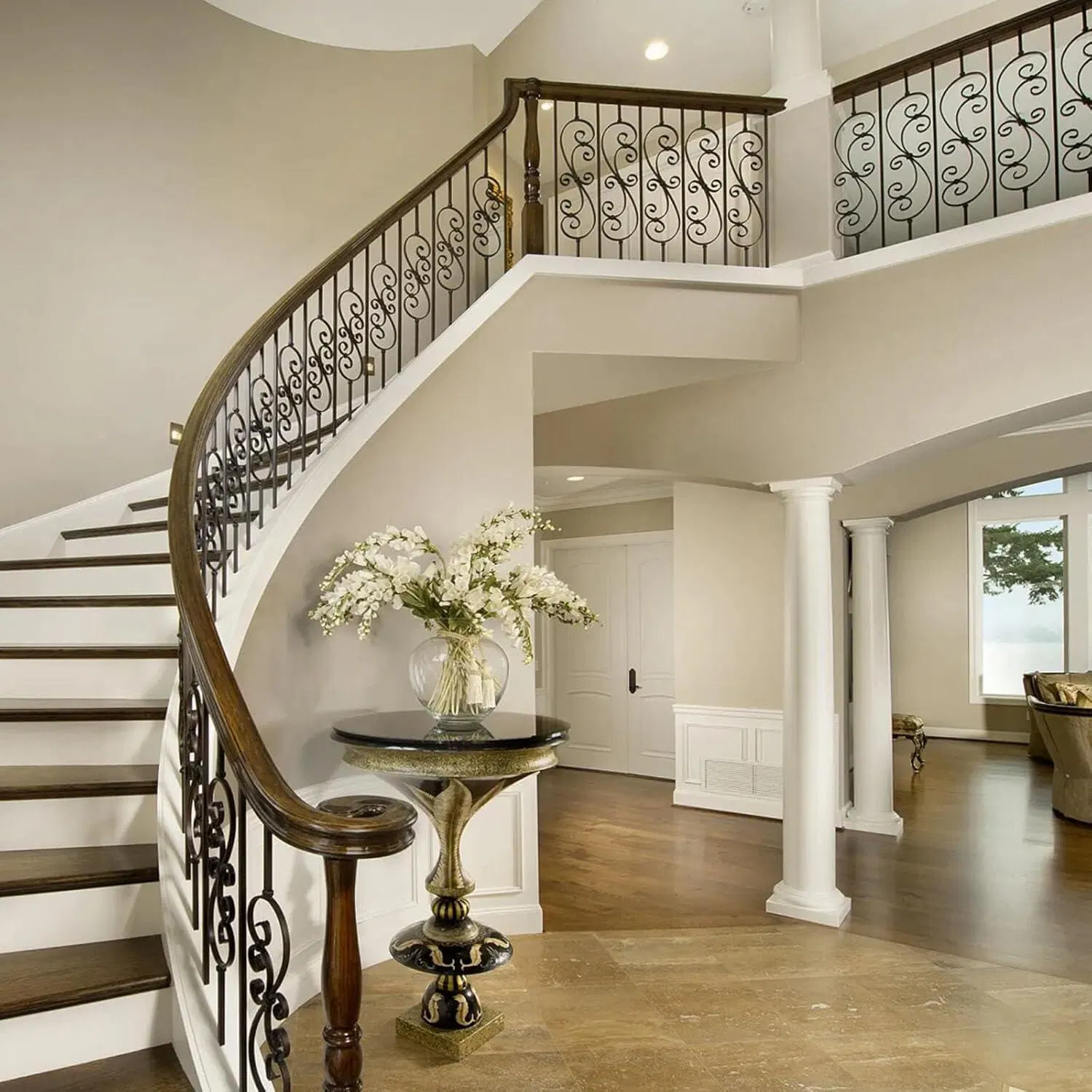 Iron Balusters Elegant Staircase Durable Material Metal Stair Railing Wrought Iron Balustrades