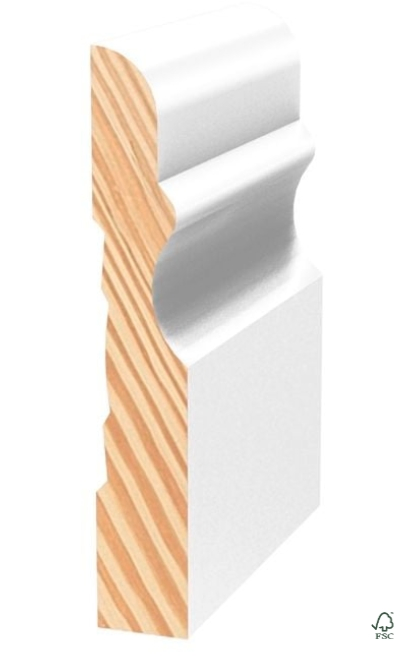 100% Kiln Dried Gesso Primed White Moulding Pine Fj Primed Bullnose