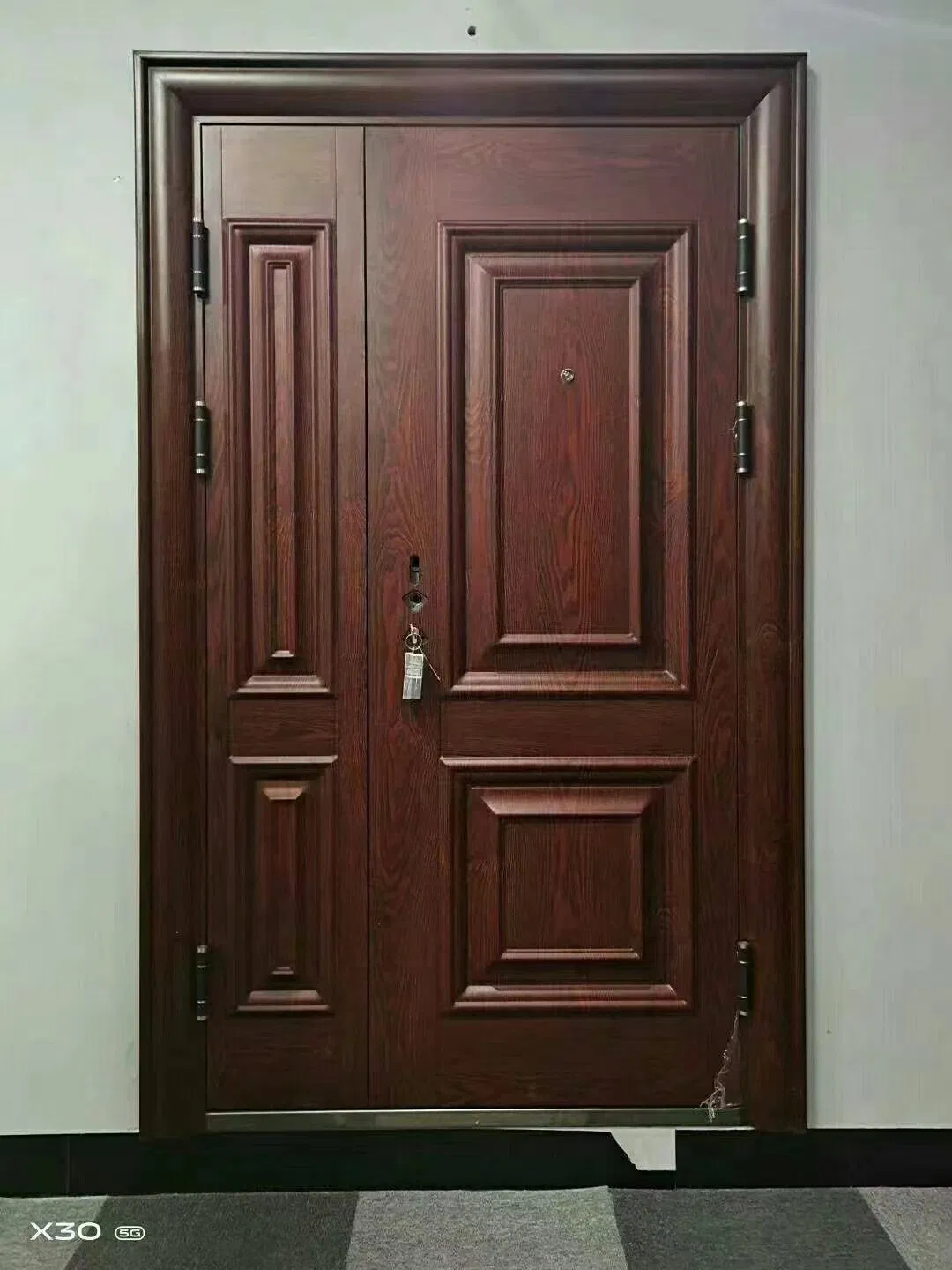 Industrial Exterior Interior Walnut Wood Veneer Emergency MDF Panel Entrance Fire Retardant Exit Fireproof Fire Resistant Fire-Proof Fire-Rated Steel Frame Wood