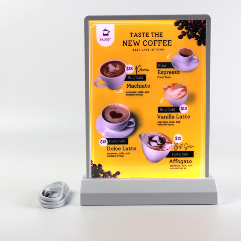 Battery Digital Photo Frame Rechargeable Two Side Display LED Advertising A5 Light Box for Fast Food Shop Menu Board