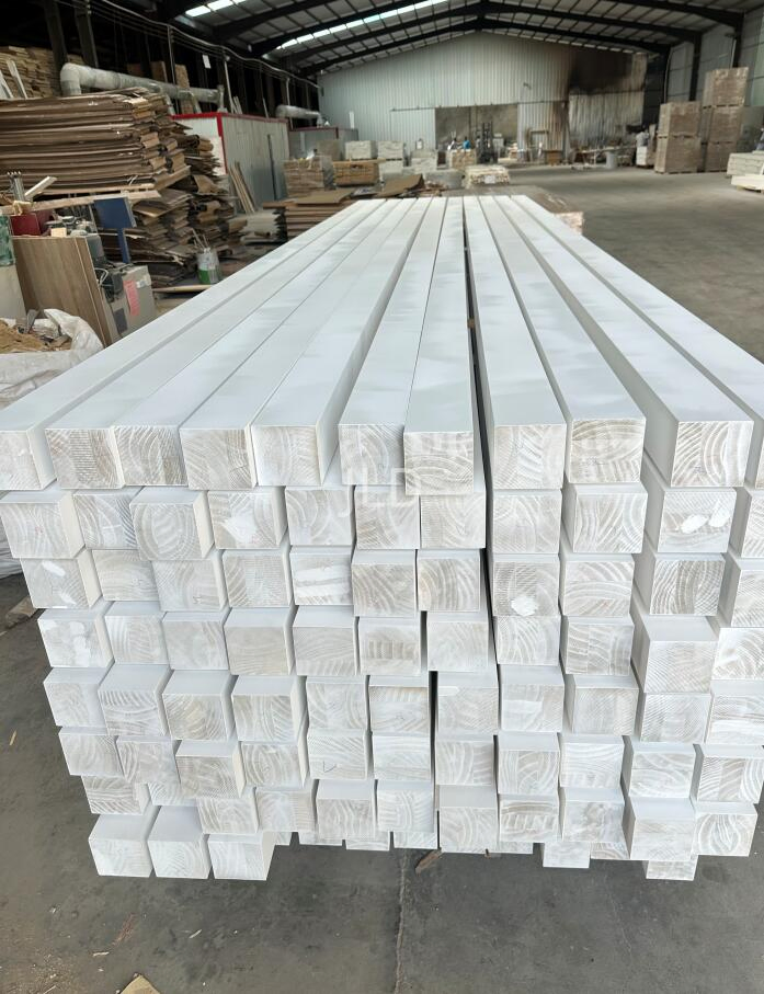 White Primer Square Casing Solid Wood Moulding Pine Fj Window Casing