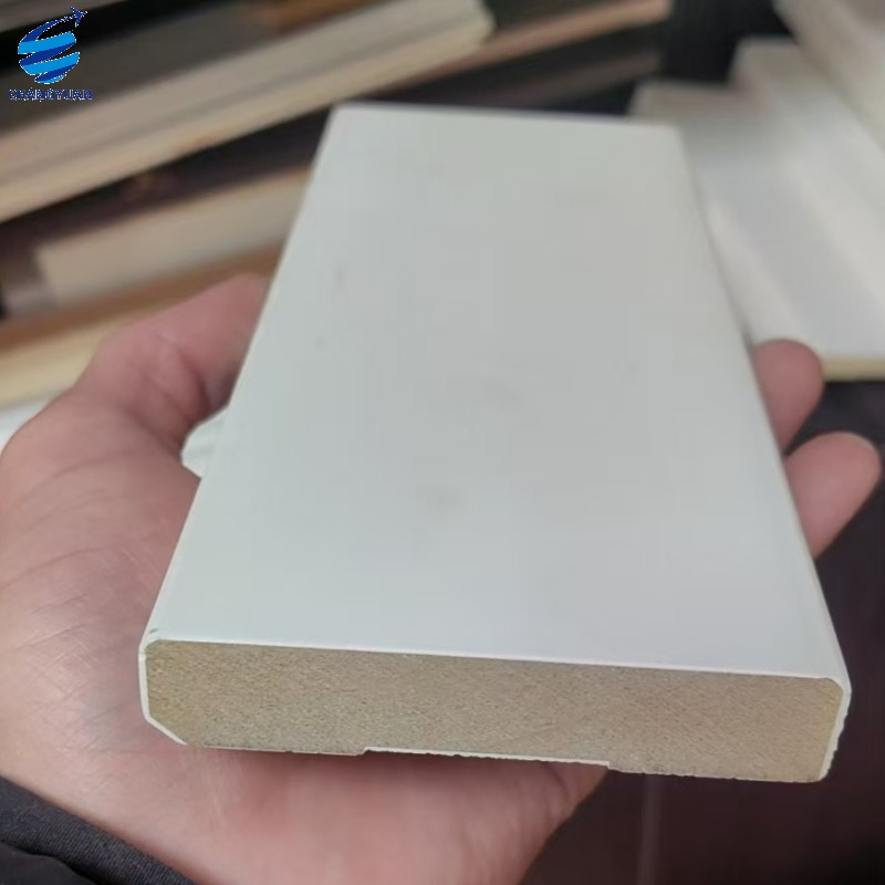 Wear Resistant Baseboard Moulding Crown Flat Trim Wood Decorative Ceiling Mouldings White Primed Wooden Crown Moulding Solid Wood and MDF Cornice Molding