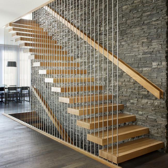 Modern Fashion Stair Decoration Solid Floating Staircase Factory Price Newest Solid Wood Stair Tread