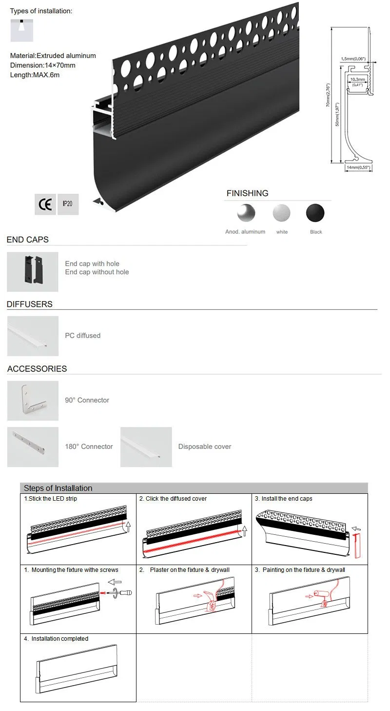 Skirting Line Drywall LED Profile