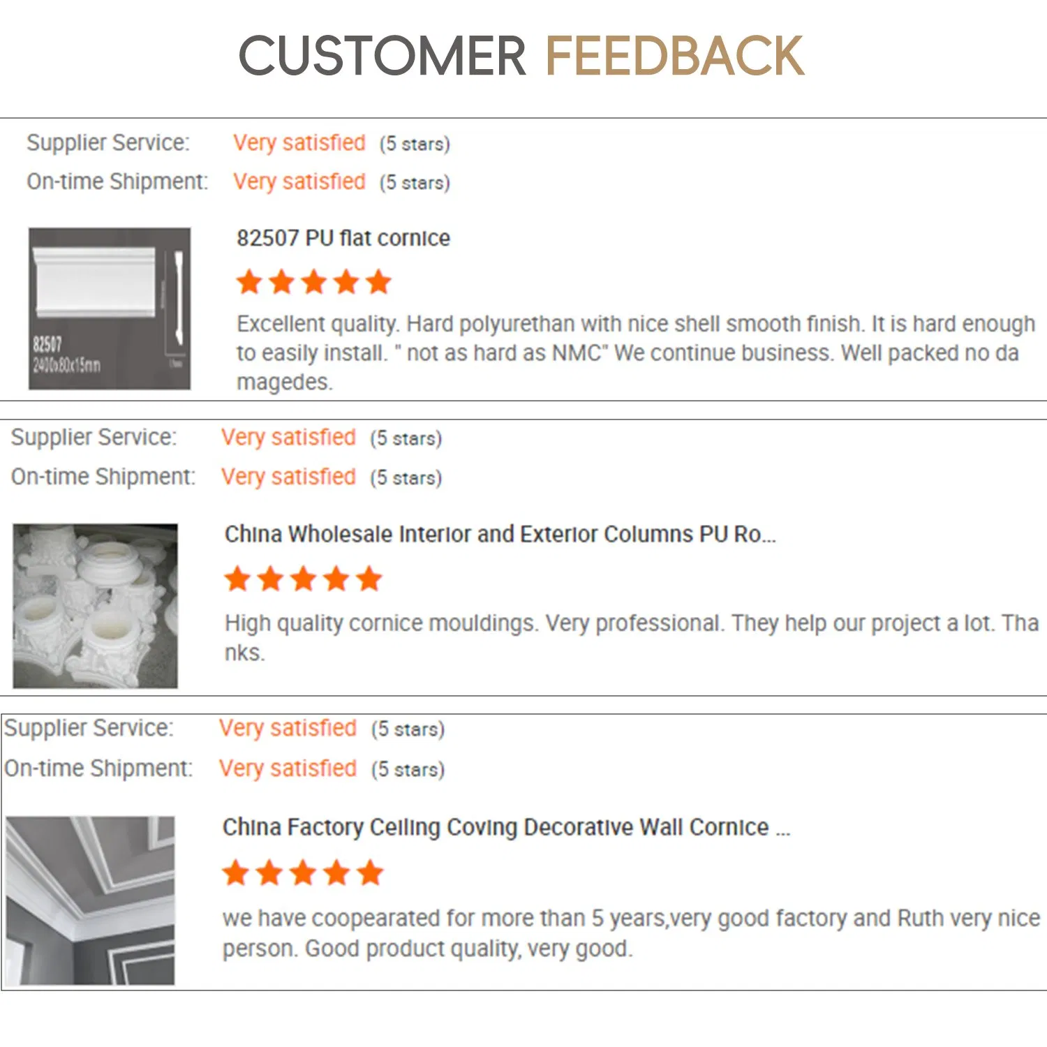 Guangzhou Auuan Factory Price Wall Trim Moulding Decorative Cornice Moulding