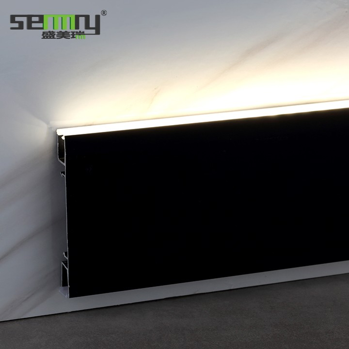 Aluminium Alloy Profile Floor Accessories Baseboard LED Aluminum Skirting with LED Light Strip