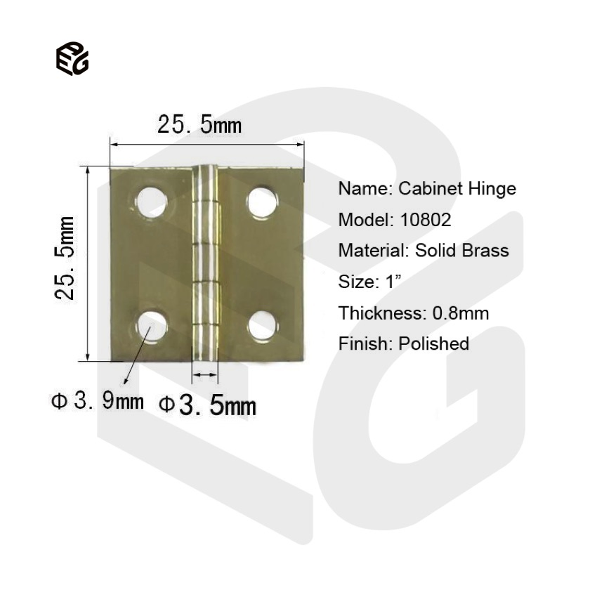 Solid Brass Broad Hinge for Interior Doors, Cabinet Doors and Window Shutters