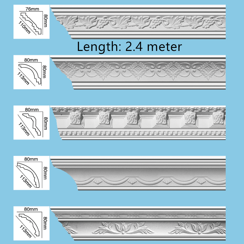 Skirting Polyurethane Ceiling Cornice Mold Decorative PU Crown Moulding