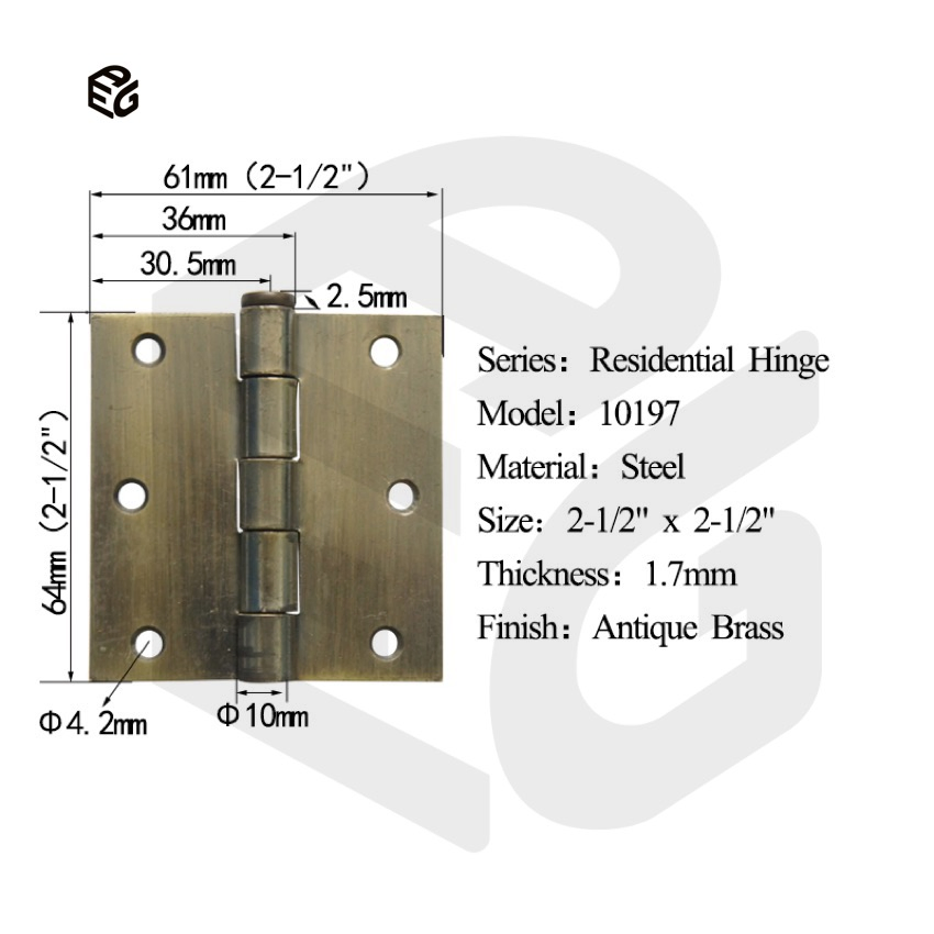 1.5mm White Painted Steel Door Hinge 2-1/2"X2-1/2" for Cabinet/Window Shutter