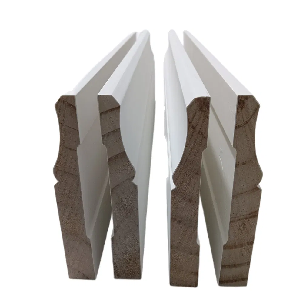 White Primed Modern Solid Pine Wood &amp; MDF Decorative Line Door Casing Mouldings