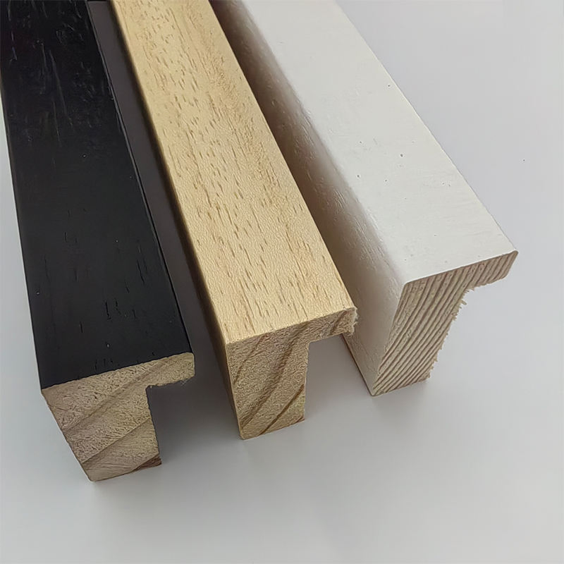 China Factory Customized Size 15X28 20X30 20X20 20X40mm Matte Paint Solid Wood Moulding Pine Oak Real Wood Photo Frame Profiles