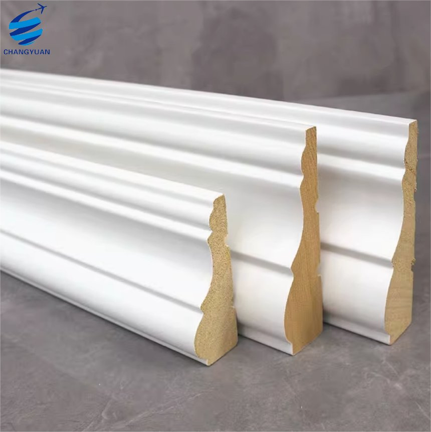 Waterproof Baseboard Free Sample Wall Baseboard Cover White Primed Floor Skirting Board Molduras Pared Wooden Baseboard Wall-Skirting-Board Moulding