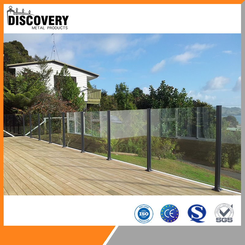 6mm Tempered Balcony Aluminum Stair Handrail Stainless Steel Railing Decking Decorative Indoor Staircase Glass Balustrade