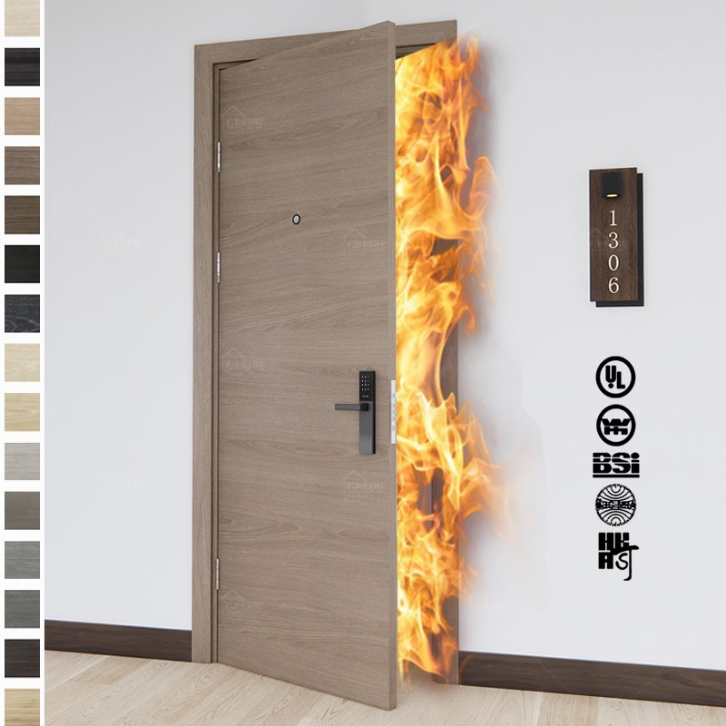 China Top Manufacturer Prehung Interior Doors Hotel Guest Room A60 Fireproof Door Canada Standard Fire Rated Doors Wood Ulc S104 Fire Doors and Fire Frame