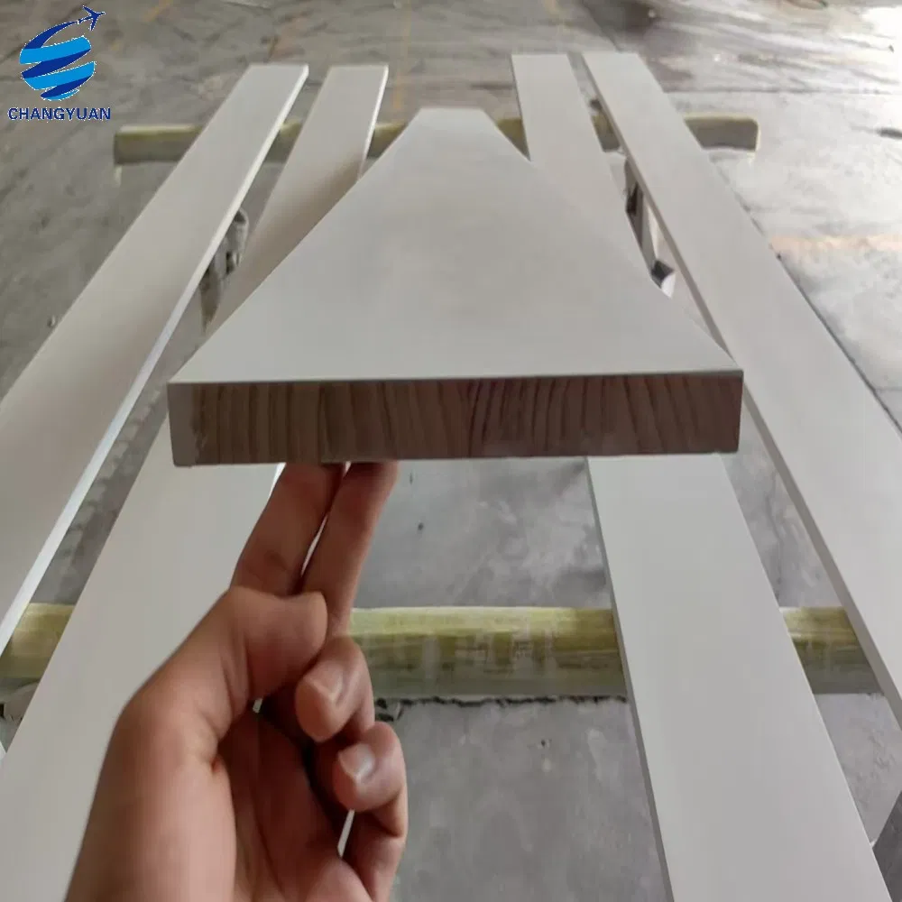 Customized Modern White Primed Wood Waterproof Pine Baseboard Covered MDF Baseboards Wall Moulding Door and Window Frame for Indoor Decoration