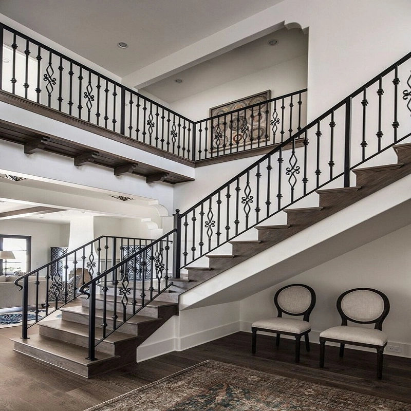 New Design Stair Railing Fence Wrought Iron Stair Handrail Steel Metal Balcony Railing Balustrade