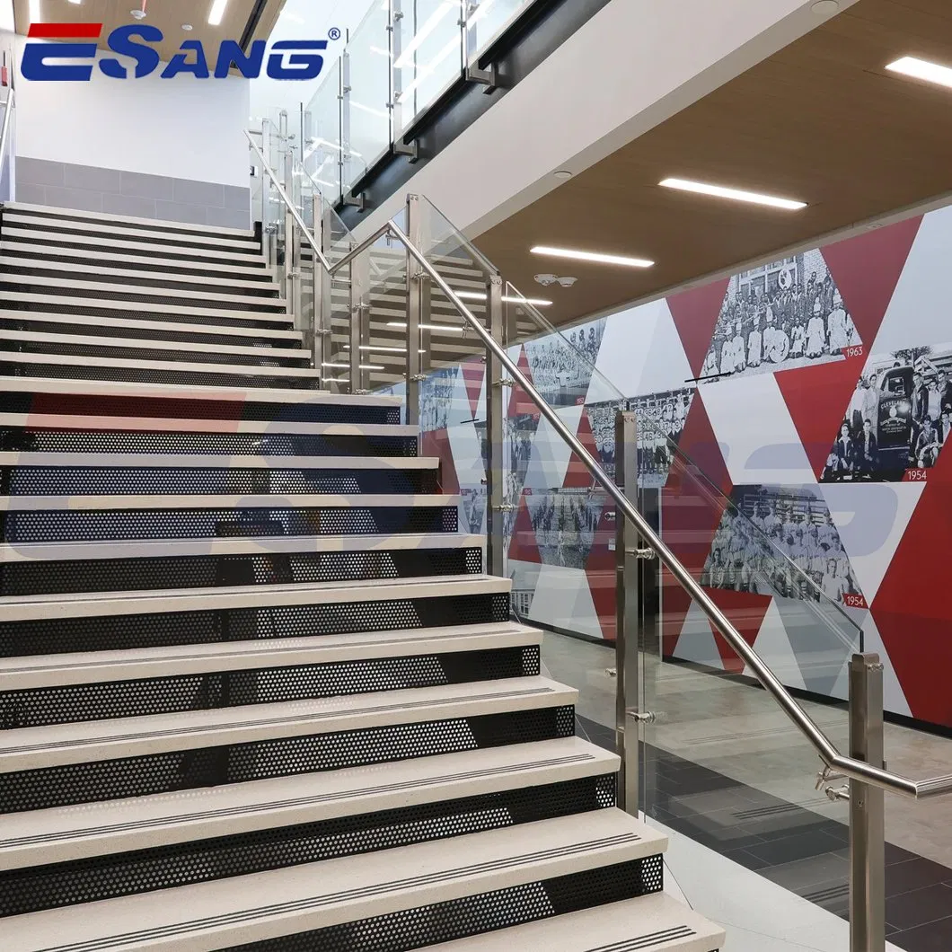 Esang Simple Design Stair Railing Tempered Glass Handrail Stainless Steel Balcony Balustrade