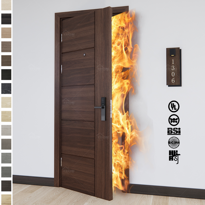 China Top Manufacturer Custom Interior Soundproof Fireproof Wood Door and Wood Frame for Apartment Hotel Fire Rated Wooden Fire Doors