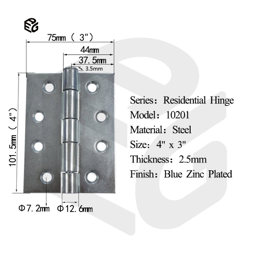1.5mm White Painted Steel Door Hinge 2-1/2"X2-1/2" for Cabinet/Window Shutter