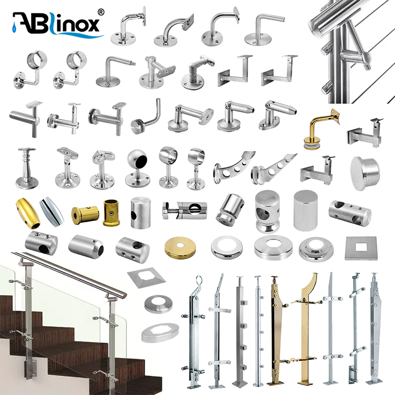 304 316 Stainless Steel PVC Wood Staircase Handrail Balustrade, Stairs Railing Posts