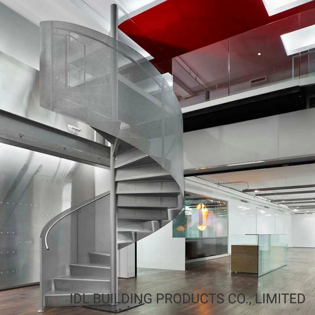 Prefinished Oak Wood Stair Treads for Spiral Stair Staircase with Stainless Steel Handrail