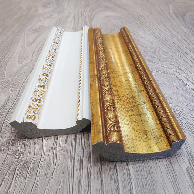 New Arrival Decorative Frame Crown Moulding PS White Golden Wall Ceiling Frame Moulding Crown Molding