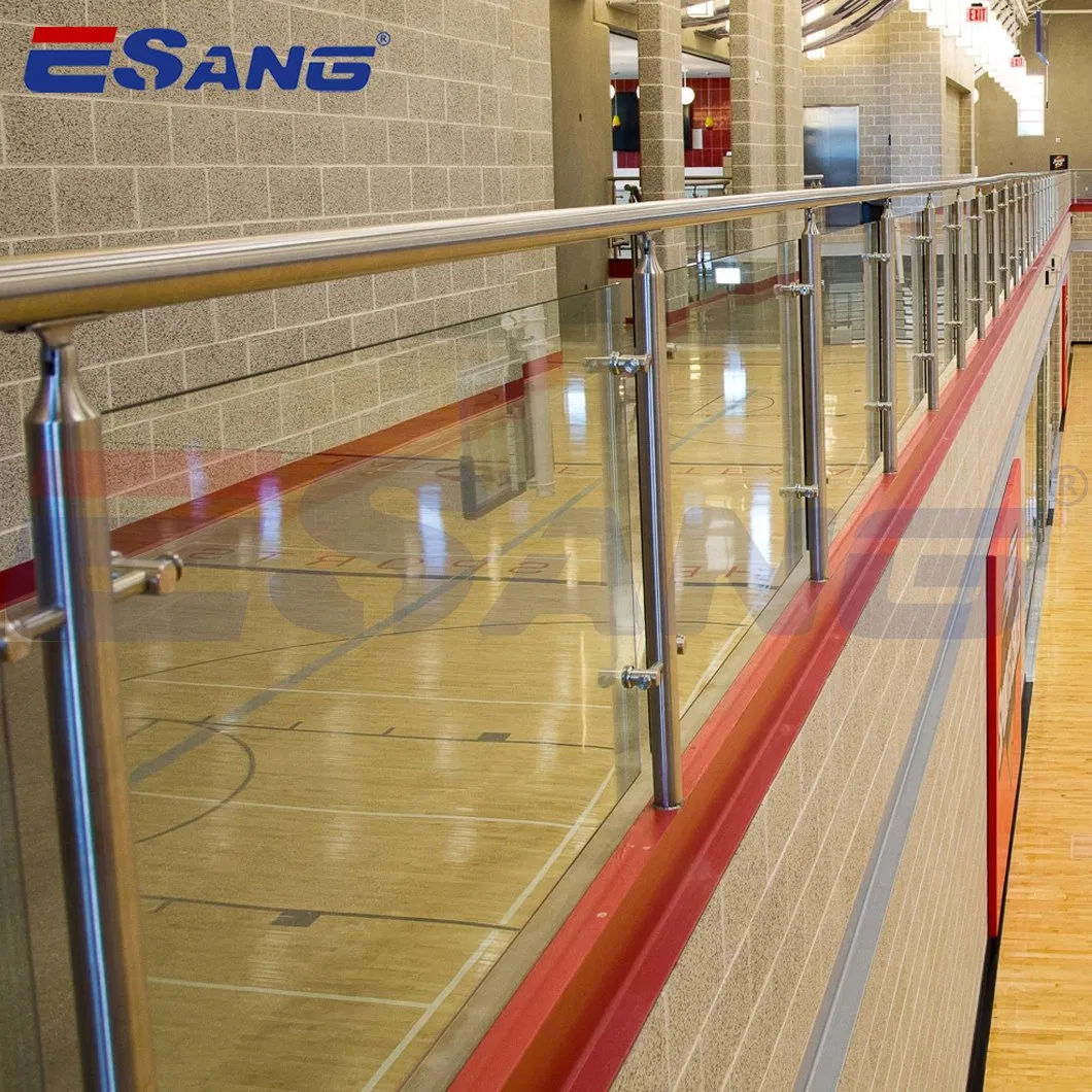 Esang Simple Design Stair Railing Tempered Glass Handrail Stainless Steel Balcony Balustrade