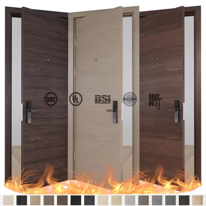 China Top Manufacturer Prehung Interior Doors Hotel Guest Room A60 Fireproof Door Canada Standard Fire Rated Doors Wood Ulc S104 Fire Doors and Fire Frame