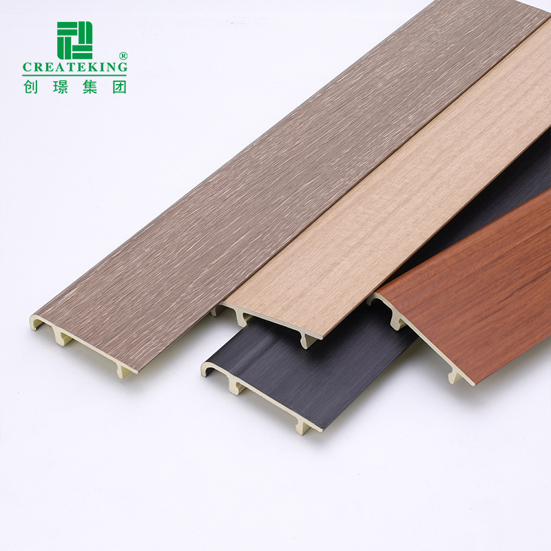 Factory Directly Various Sizes 76*14mm Waterproof Wood-Grain PVC Modern Baseboard