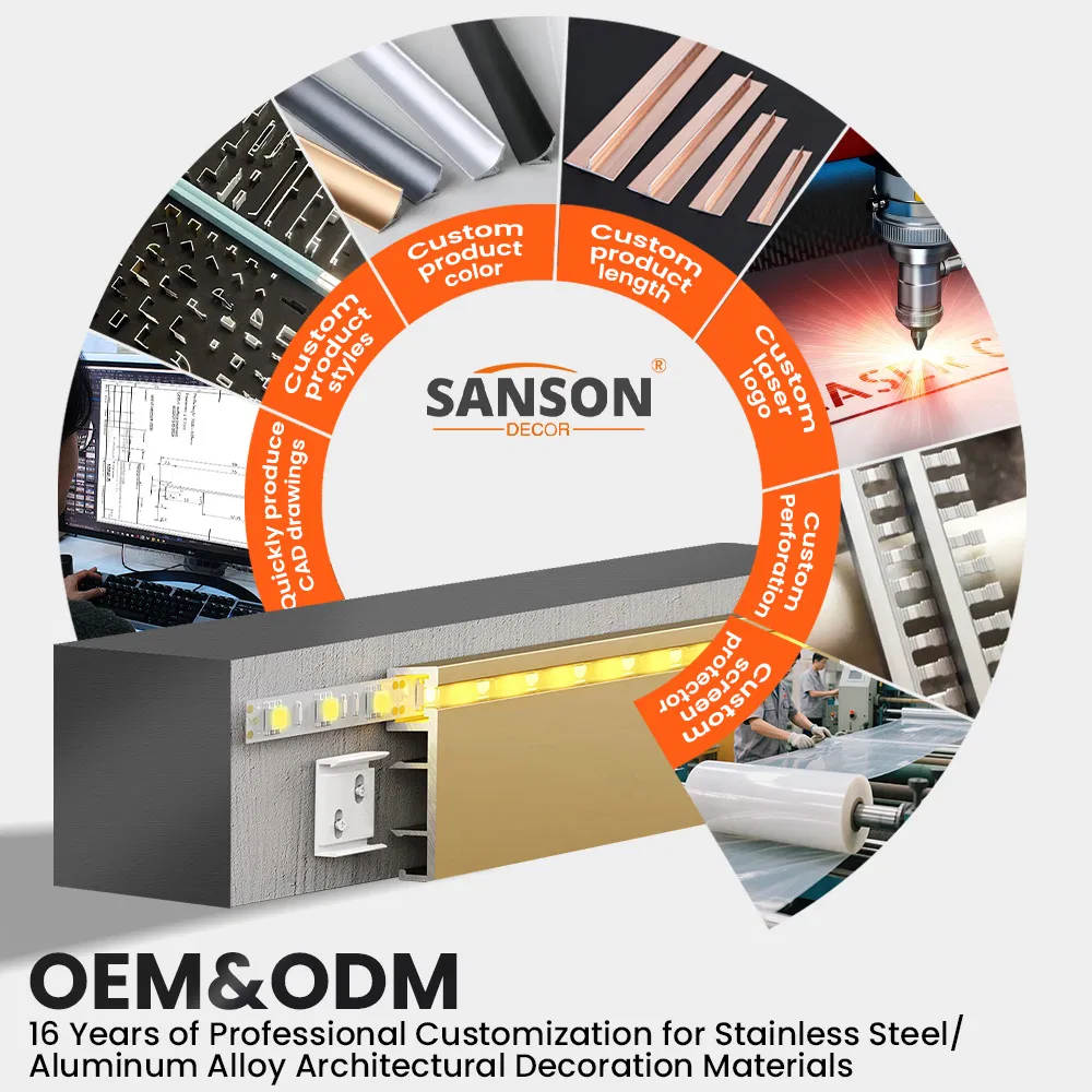 Integrated LED Light Strip Skirting Board, 12cm Anodized Aluminum Alloy Profile with Scratch-Resistant Finish - Customizable