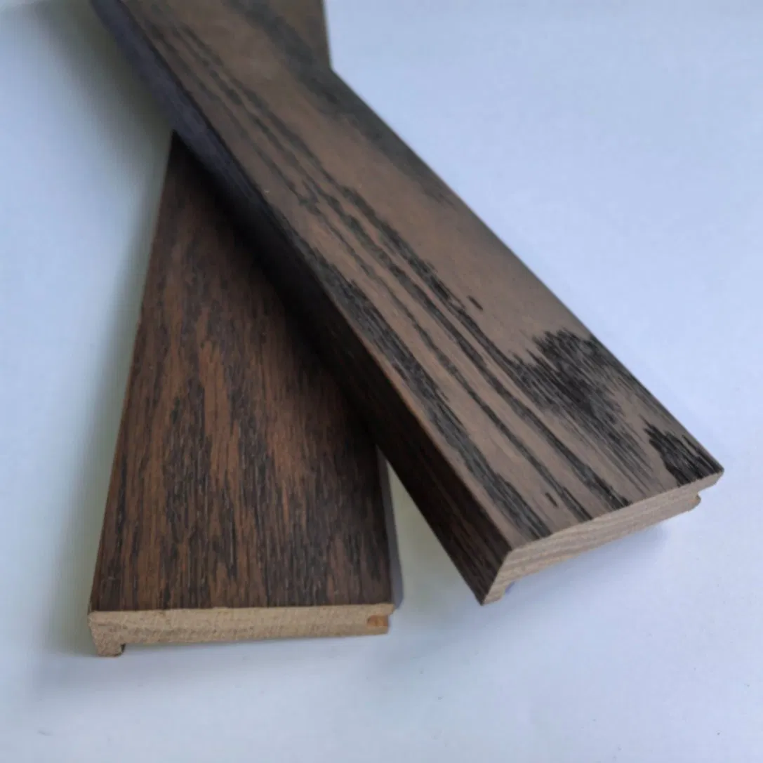 Solid Wood Stair Tread with Contrasting Wood Species Nosing for Design Accent