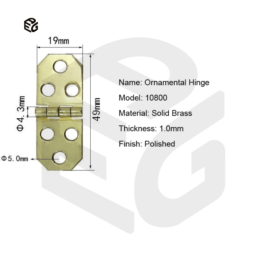 1 Inch Small Polished Solid Brass Decorative Hinge for Jewelry Box Cabinet Window Shutter