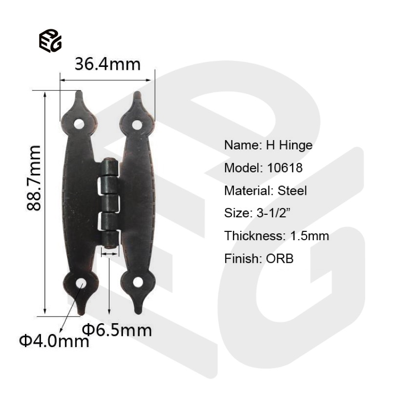 1.5mm Antique Brass H Hinge 3-1/2" for Decorative Door/Window Shutter Application