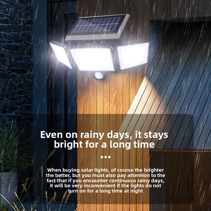 Solar LED Wall-Mounted Flood Light with Human Body Induction and Motion Sensor for Garden Outdoor Use